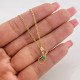 Set Cadena Figaro + Dije Violin Esmeralda 0.11 pts / 1.9g / 45cm Oro Amarillo 18K