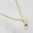 Set Cadena Figaro + Dije Violin Esmeralda 0.11 pts / 1.9g / 45cm Oro Amarillo 18K