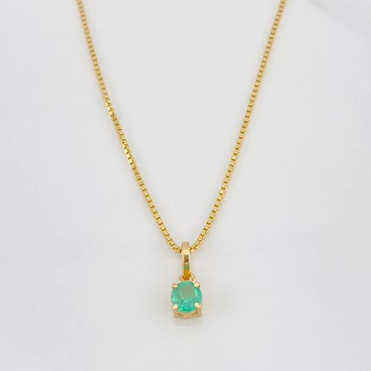 Set Cadena Franco + Dije Tambor Esmeralda 0.39 pts / 3.95g / 45cm Oro Amarillo 18K