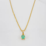 Set Cadena Franco + Dije Tambor Esmeralda 0.39 pts / 3.95g / 45cm Oro Amarillo 18K