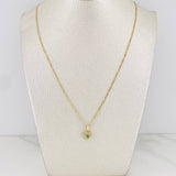 Set Cadena Figaro + Dije Corazon Esmeralda 0.07 pts / 1.75g / 45cm Oro Amarillo 18K