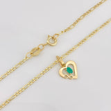 Set Cadena Figaro + Dije Corazon Esmeralda 0.07 pts / 1.75g / 45cm Oro Amarillo 18K