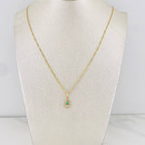 Set Cadena Figaro + Dije Gota Esmeralda 0.07 pts / 1.8g / 45cm Oro Amarillo 18K