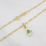 Set Cadena Figaro + Dije Gota Esmeralda 0.07 pts / 1.8g / 45cm Oro Amarillo 18K