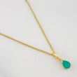 Set Cadena Mini Cubana + Dije Gota Esmeralda 0.16 pts / 1.55g / 45cm Oro Amarillo 18K
