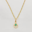 Set Cadena Figaro + Dije Gota Esmeralda 0.07 pts / 1.8g / 45cm Oro Amarillo 18K