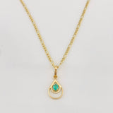 Set Cadena Figaro + Dije Gota Esmeralda 0.07 pts / 1.8g / 45cm Oro Amarillo 18K
