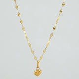 Set Cadena Flor Espejo + Dije Corazon / 1.15gr / 45.3 cm Oro Amarillo 18K