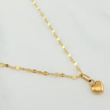 Set Cadena Flor Espejo + Dije Corazon / 1.15gr / 45.3 cm Oro Amarillo 18K