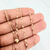 Set Cadena Flor Espejo + Dije Corazon / 1.15gr / 45.3 cm Oro Amarillo 18K
