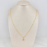 Set Cadena Flor Espejo + Dije Corazon / 1.15gr / 45.3 cm Oro Amarillo 18K