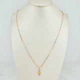 Set Cadena Flor Espejo + Dije Cruz / 1.2gr / 45.1 cm Tres Oros 18K