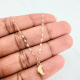 Set Cadena Flor Espejo + Dije Media Luna / 1.15gr / 45 cm Tres Oros 18K