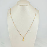 Set Cadena Flor Espejo + Dije Media Luna / 1.15gr / 45 cm Tres Oros 18K