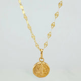 Set Cadena Flor Espejo + Dije San Benito / 1.35gr / 45.3 cm Oro Amarillo 18K