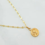 Set Cadena Flor Espejo + Dije San Benito / 1.35gr / 45.3 cm Oro Amarillo 18K