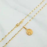 Set Cadena Flor Espejo + Dije San Benito / 1.35gr / 45.3 cm Oro Amarillo 18K