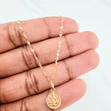 Set Cadena Flor Espejo + Dije San Benito / 1.35gr / 45.3 cm Oro Amarillo 18K