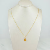 Set Cadena Flor Espejo + Dije San Benito / 1.35gr / 45.3 cm Oro Amarillo 18K