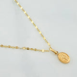 Set Cadena Flor Espejo + Dije Virgen Maria Auxiliadora / 1.25gr / 45.3 cm Oro Amarillo 18K