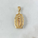 Dije Virgen de Guadalupe 4.85gr / 3.8cm / Circones Blancos-Azules-Fucsias Oro Amarillo