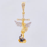 Dije San Miguel Arcangel 3.35gr / 4cm / Dos Oros Amarillo Blanco 18K *