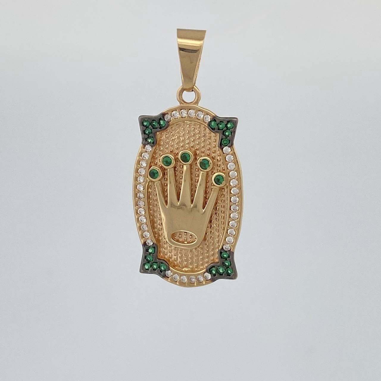 Dije Placa Corona 4.45 g / 3.5 cm Tres Oros 18K