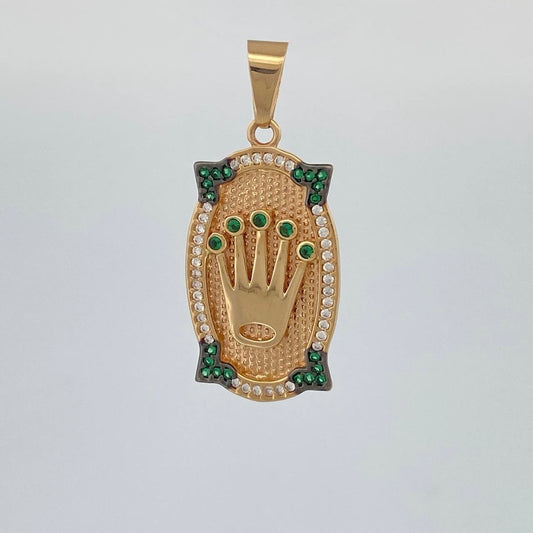 Dije Placa Corona 4.45 g / 3.5 cm Tres Oros 18K