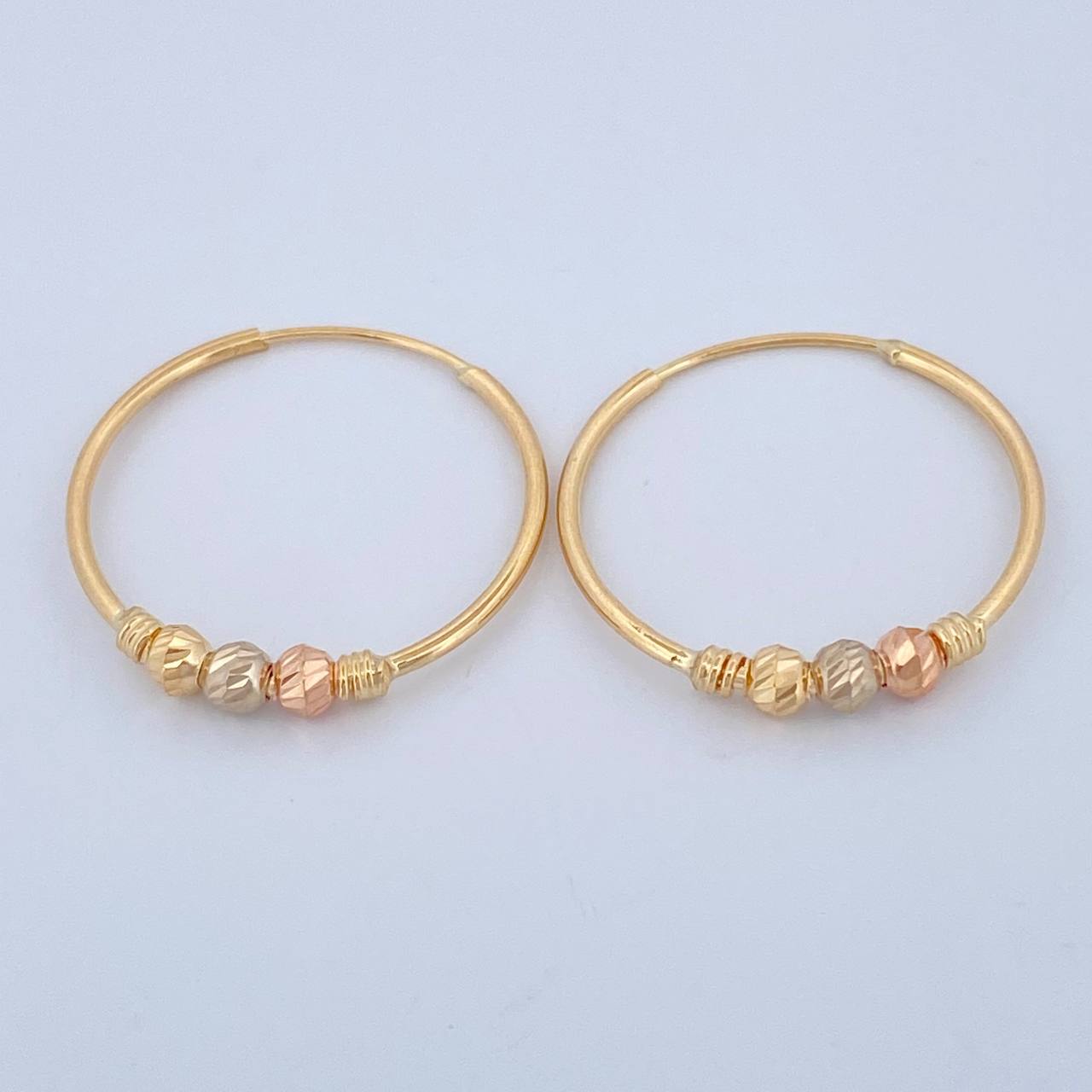 Candongas Trio 1.35gr / 2cm / Tres Oros 18K $