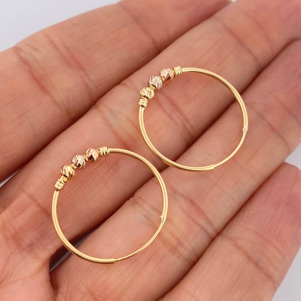 Candongas Trio 1.3gr / 2.2cm / Tres Oros 18K $