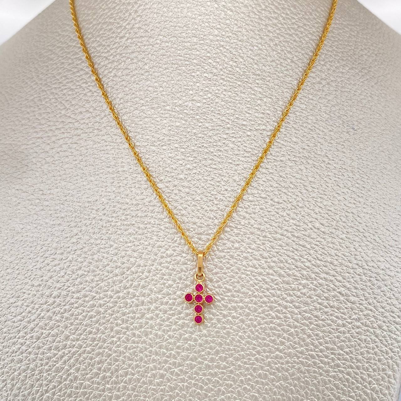 Set Cadena y Dije Lazo + Cruz 1.55gr / 45cm / 1mm Oro Amarillo 18K (Oferta) %
