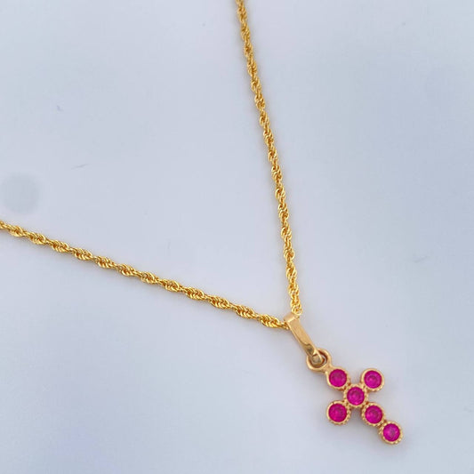 Set Cadena y Dije Lazo + Cruz 1.5gr / 45cm / 1.2mm Oro Amarillo 18K (Oferta) &