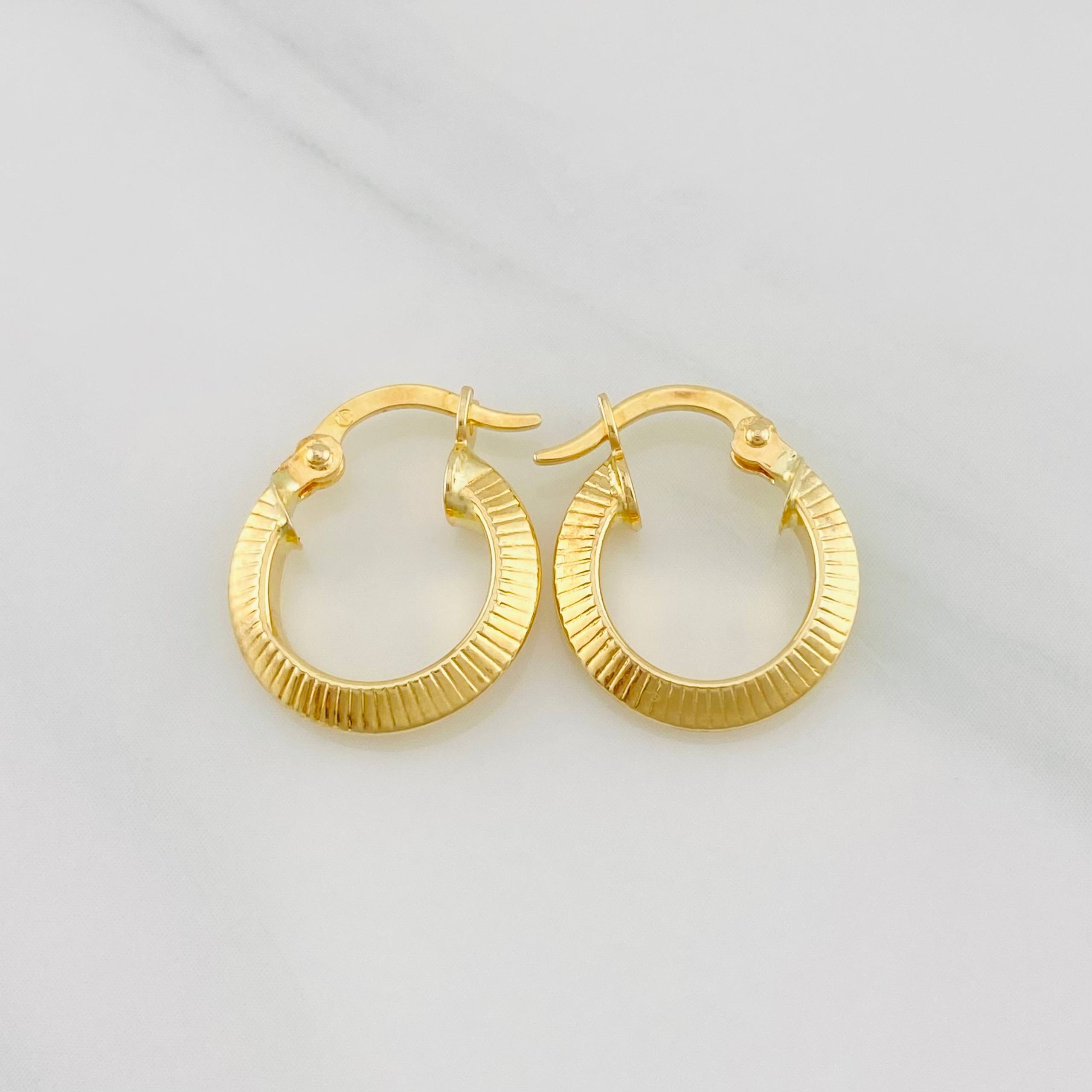 Candongas Ciri Rayadas 1.2g / 1.5cm Oro Amarillo 18K