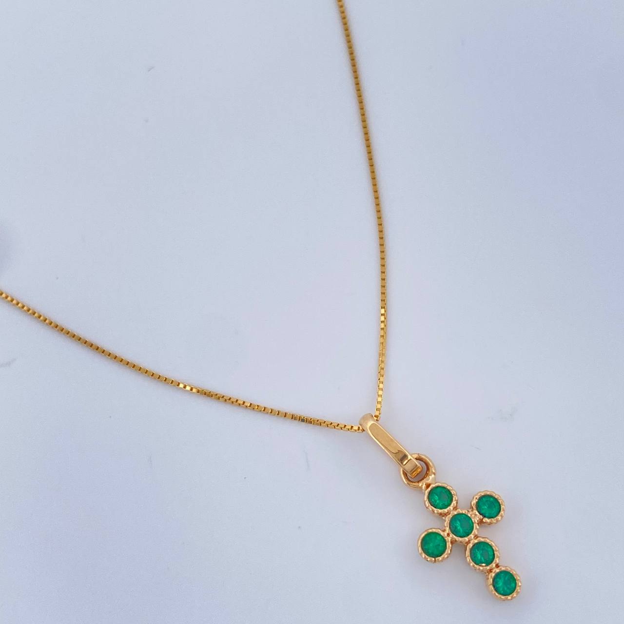 Set Cadena y Dije Veneciana + Cruz 1.65gr / 45.5cm / 0.55mm Oro Amarillo 18K (Oferta) &