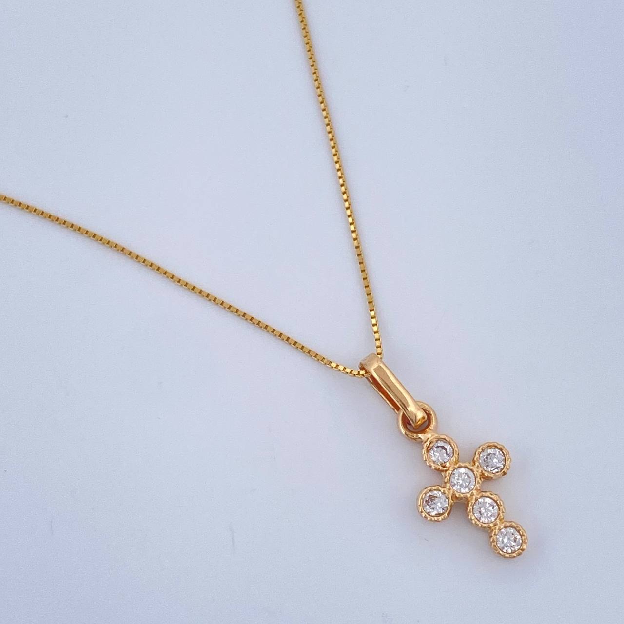 Set Cadena y Dije Veneciana + Cruz 1.65gr / 45.2cm / 0.5mm Oro Amarillo 18K (Oferta) &