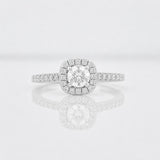 Anillo Halo Diamante 39pts 2.06g / T5 Oro Blanco 14K