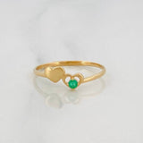 Anillo Corazones Esmeralda 0.1pts 1.1g / T7 Oro Amarillo 18K