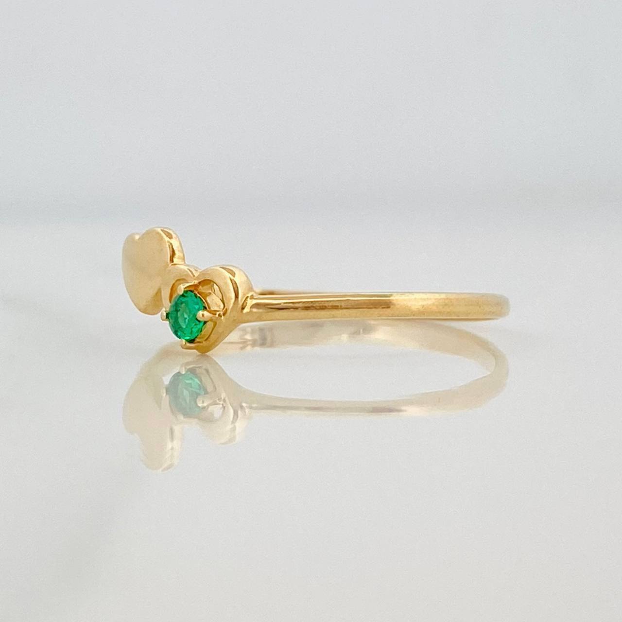 Anillo Corazones Esmeralda 0.1pts 1.1g / T7 Oro Amarillo 18K