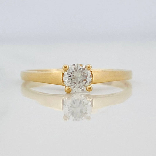 Anillo Solitario Moinsanita Diamante 25pts 1.35g / T5 3/4 Oro Amarillo 18K