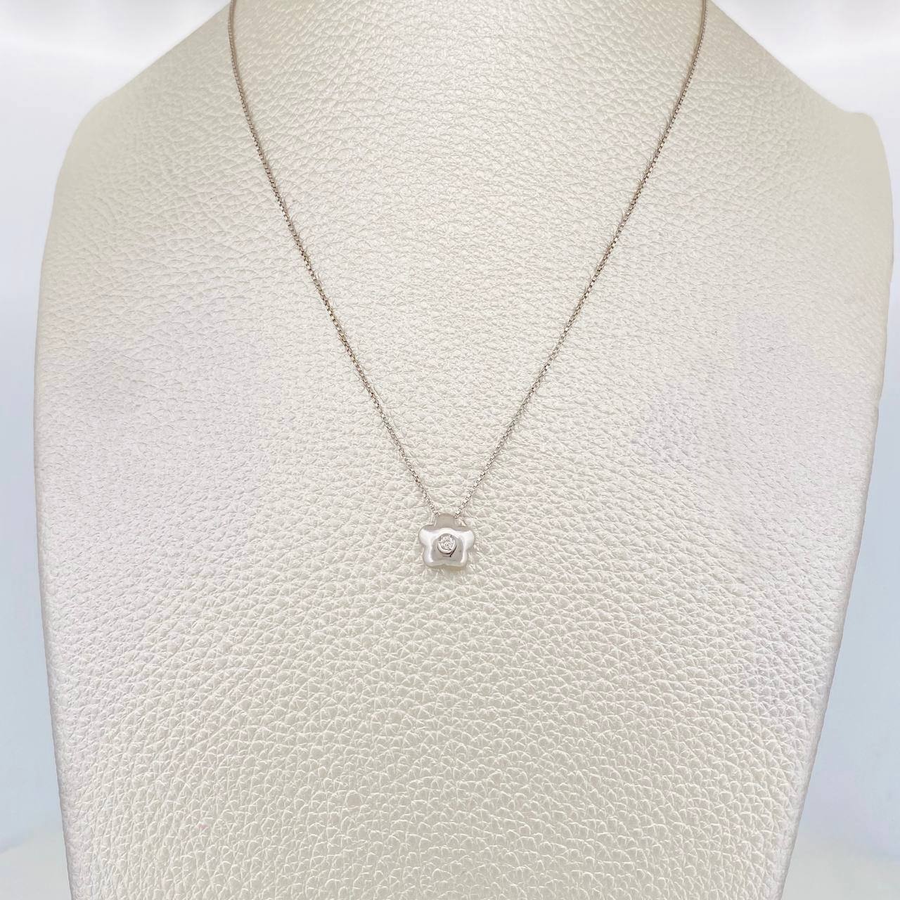 Cadena Flor Diamante 3pts 2.9g / 45cm / 0.65mm Oro Blanco 18K