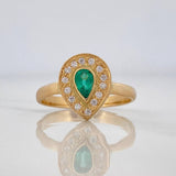 Anillo Lagrima Esmeralda 25pts 2.95g / T6 1/2 Oro Amarillo 18K