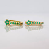 Candongas Flor Esmeraldas 24pts Diamante 2pts 2.25g / 1.5cm Oro Amarillo 18K