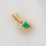 Dije Cuadro Esmeraldas 13pts Diamantes 14pts 1.05g / 1.5cm Oro Amarillo 18K