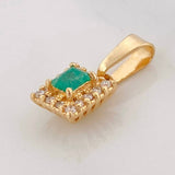 Dije Cuadro Esmeraldas 13pts Diamantes 14pts 1.05g / 1.5cm Oro Amarillo 18K