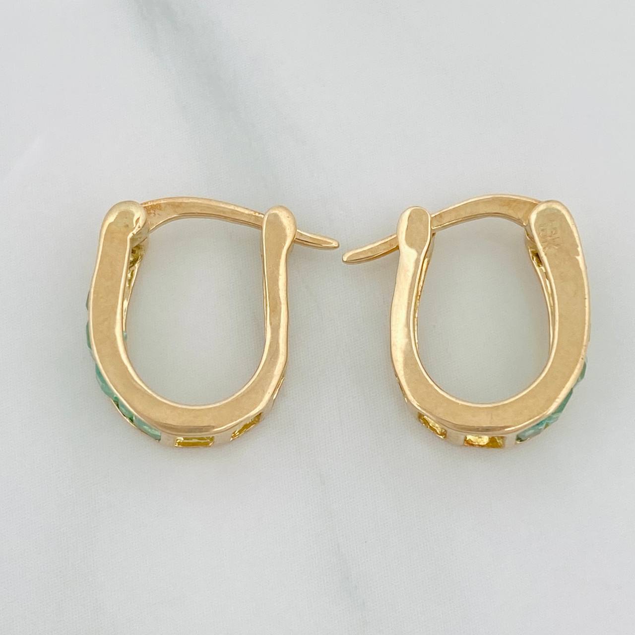 Candongas Carril Esmeraldas 50pts 2.5g / 1.5cm Oro Amarillo 18K