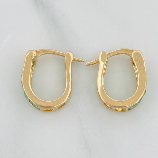 Candongas Carril Esmeraldas 50pts 2.5g / 1.5cm Oro Amarillo 18K