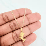 Set Cadena Escalera Plana + Dije Cleopatra / 2.1gr / 50 cm Tres Oros 18K