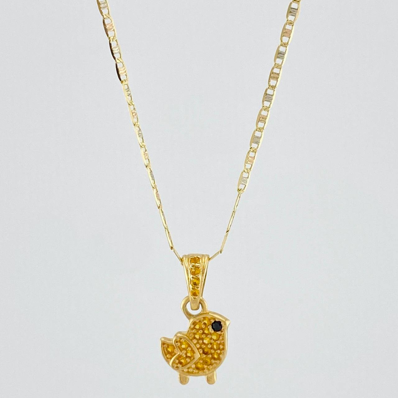 Set Cadena Escalera Plana + Dije Pajarito / 2.65gr / 50.2 cm Tres Oros 18K