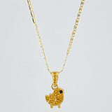 Set Cadena Escalera Plana + Dije Pajarito / 2.65gr / 50.2 cm Tres Oros 18K