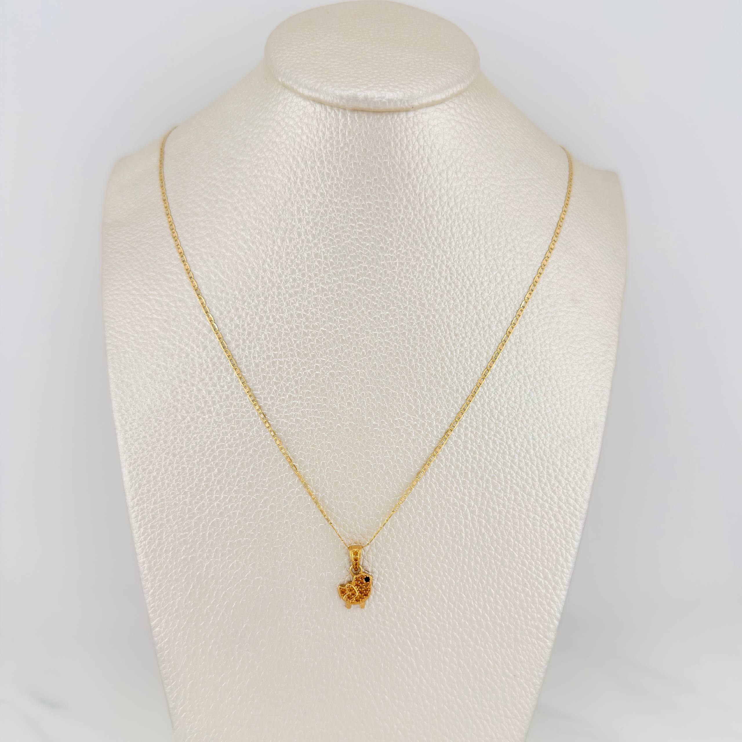 Set Cadena Escalera Plana + Dije Pajarito / 2.65gr / 50.2 cm Tres Oros 18K